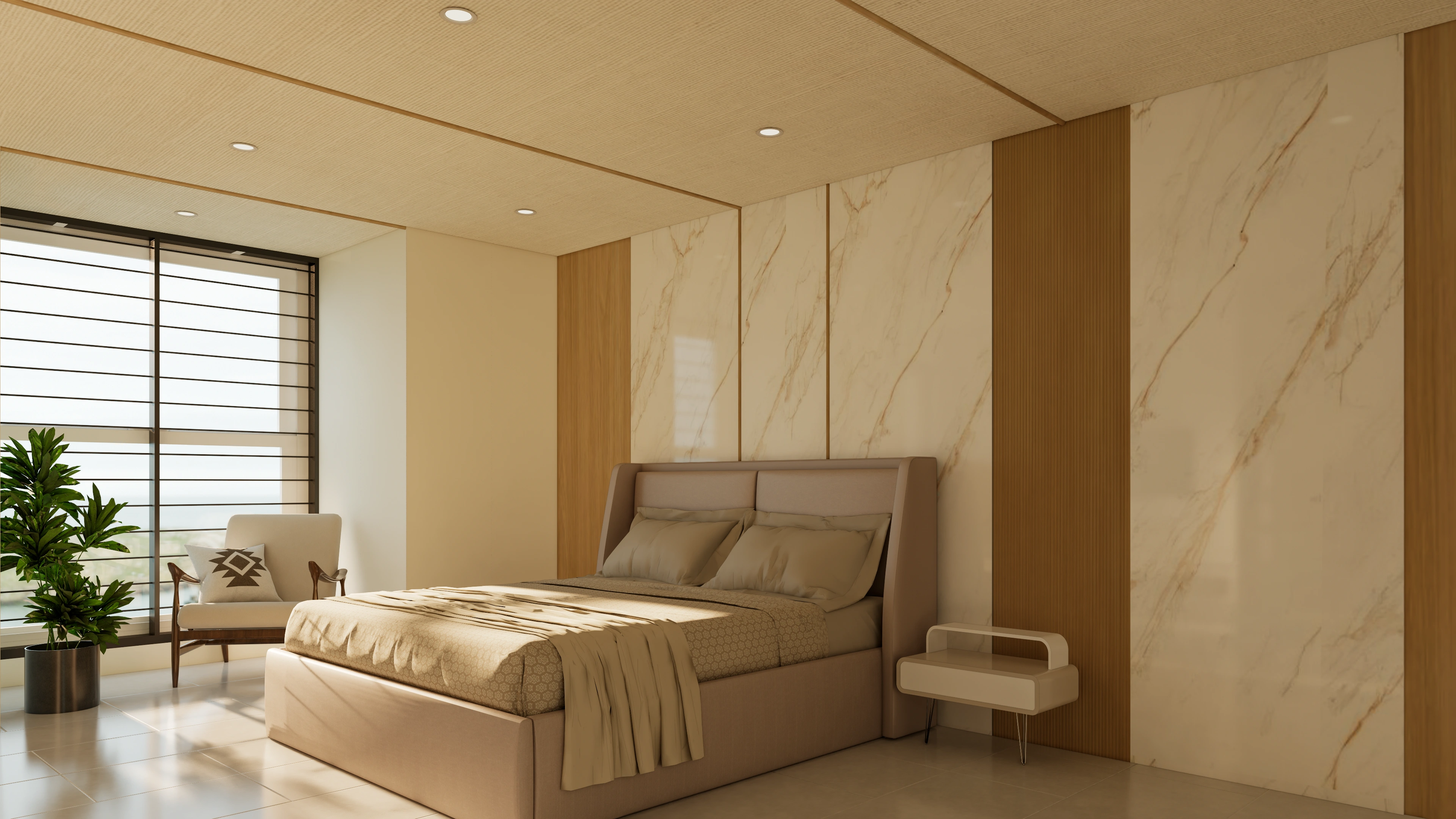 Luxurious master bedroom interior suite