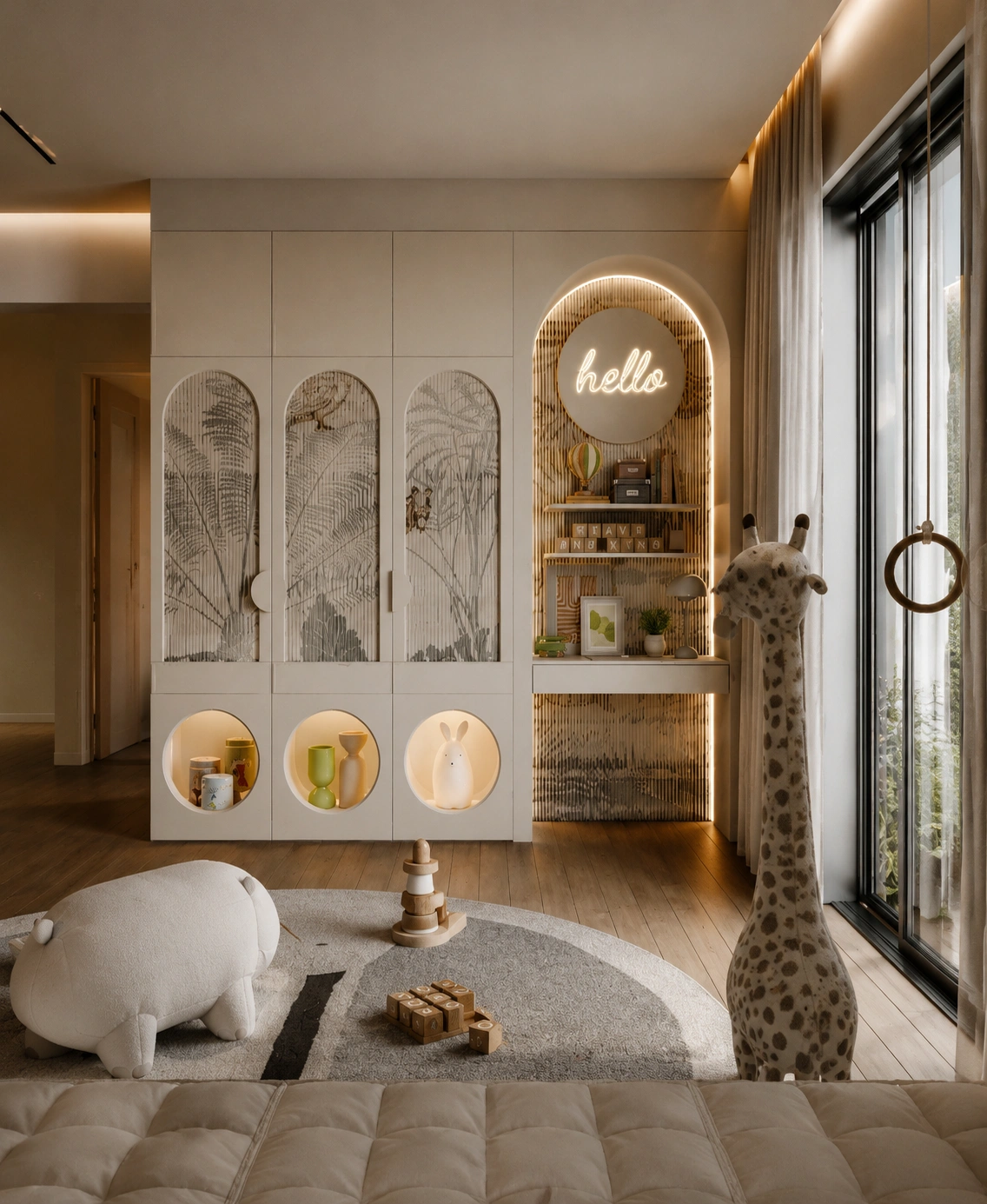 Playful and vibrant kids room interior