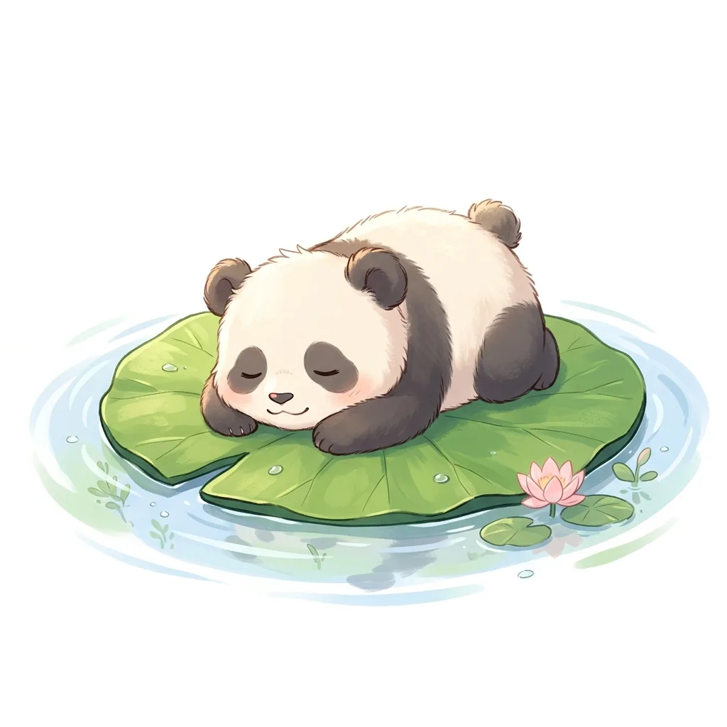 Panda on lily pad