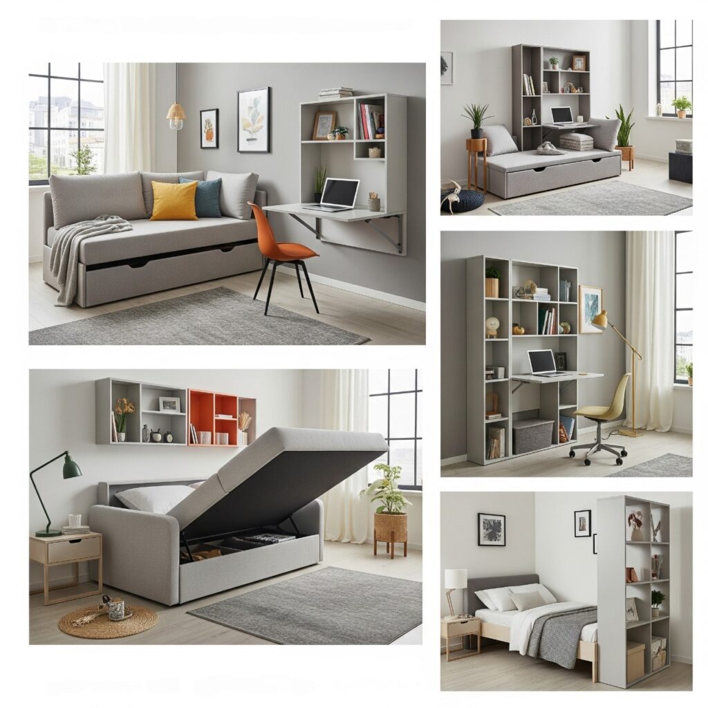 "Smart space-saving furniture arrangement in a modern urban home following a detailed space planning checklist"