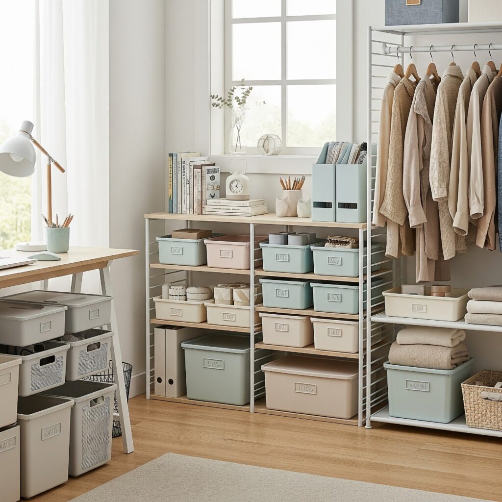 Stylish storage solutions in a modern home design for working professionals by Yello-W-Decor.