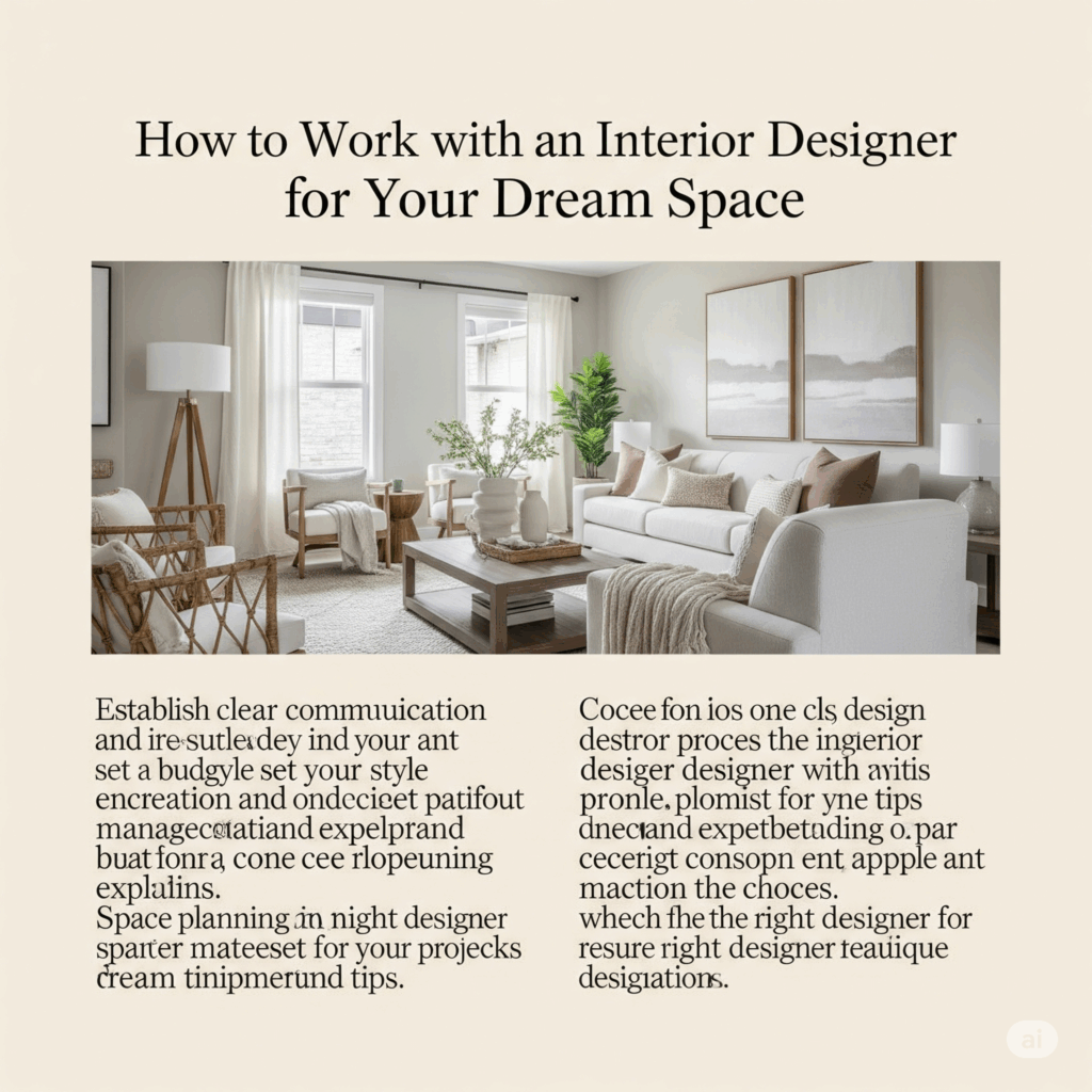 Interior designer discussing modern plans with a homeowner to create their dream space, featuring samples and layout sketches.