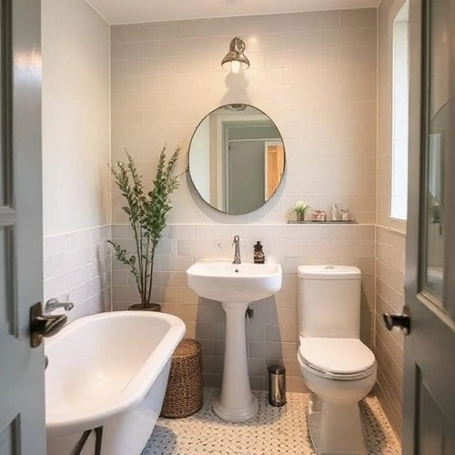 "Ideas for a small bathroom in a 1BHK flat – smart storage & layout by Yello-w-alldecor"