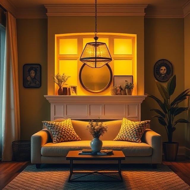 Warm living room design with yellow lighting by Top Interior Designers Kalyan Nagar
