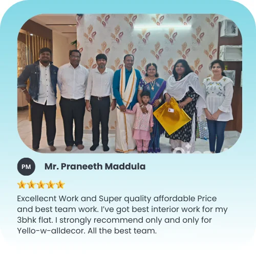 "Customer feedback image highlighting Yellow Wall Decor in Bangalore home design."