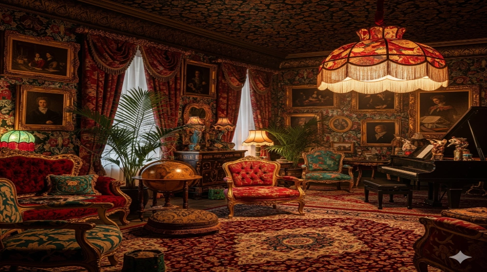Interior Designers Bangalore Yellow Wall decor Victorian influence and pattern revival
