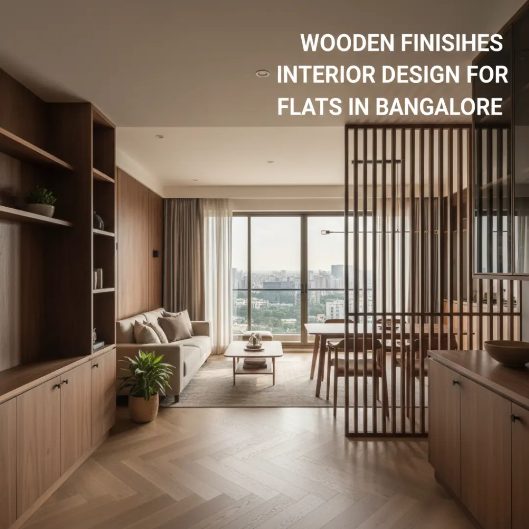 Wooden Finishes interior in Bangalore flat with yellow wall decor accents