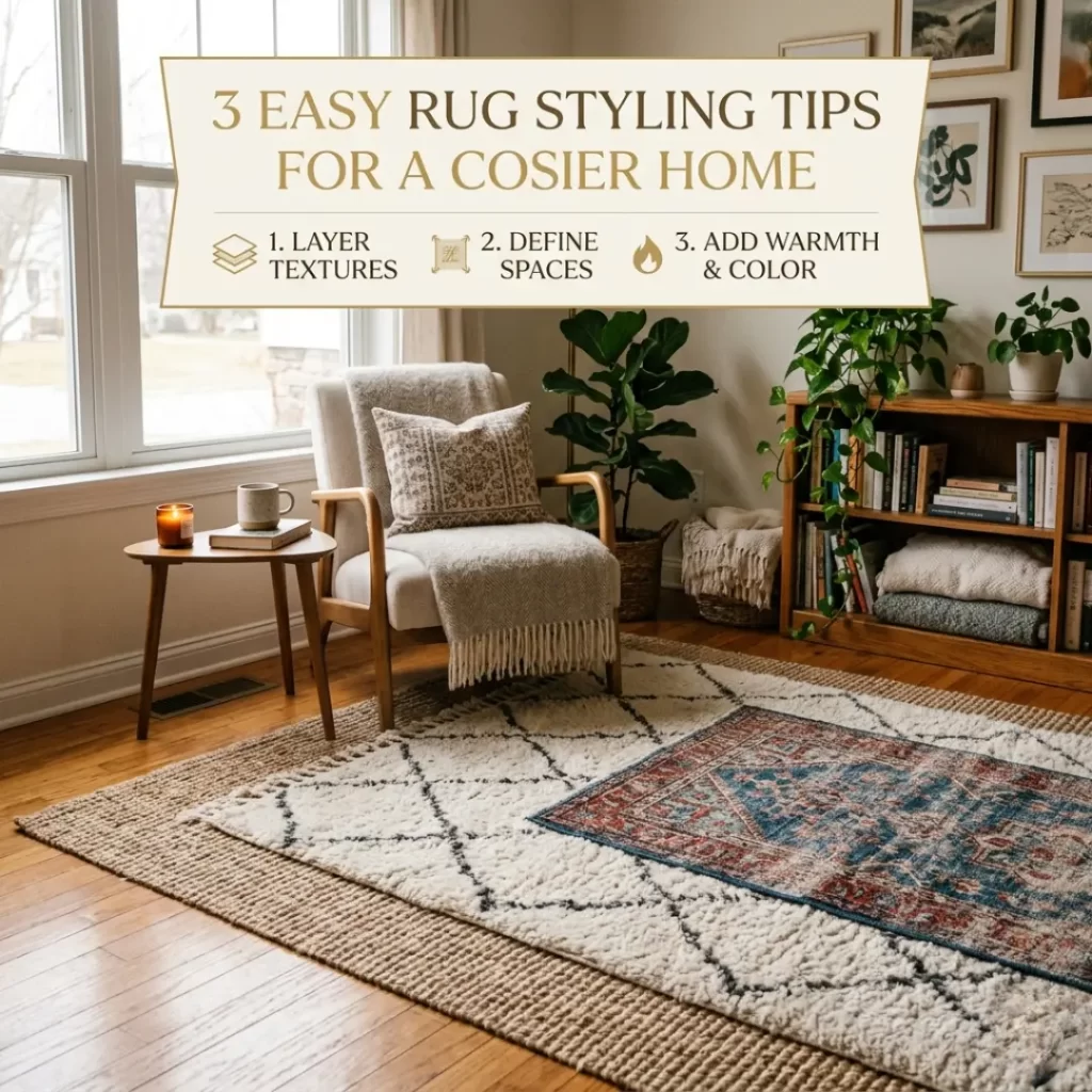 layered rug styling for flats by Yellow Wall Decor
