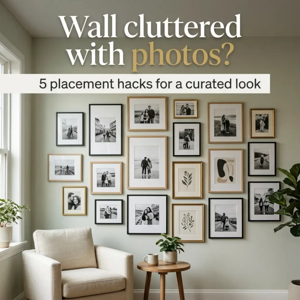 cluttered wall decor before and after photo arrangement