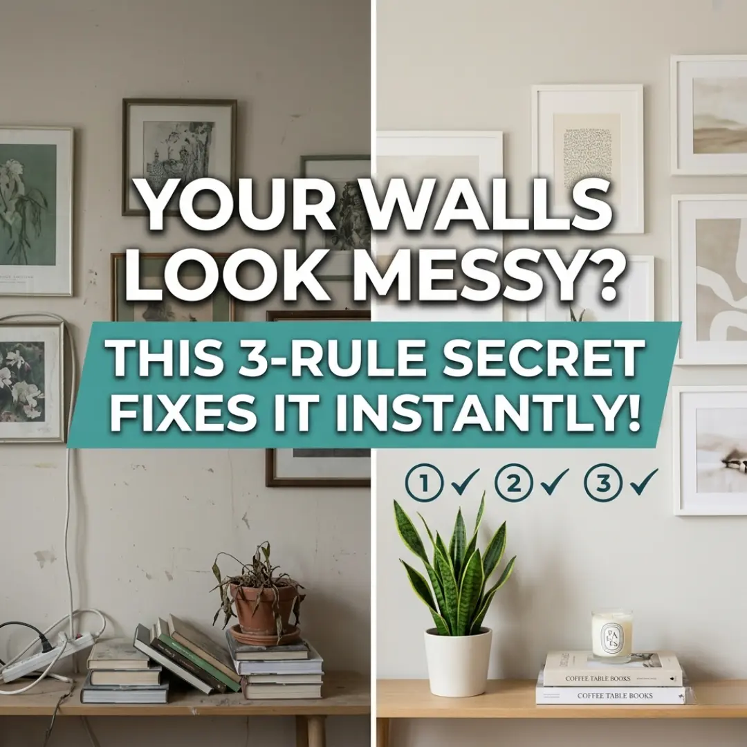 art decor interior design wall styling with balanced frames using 3 rule
