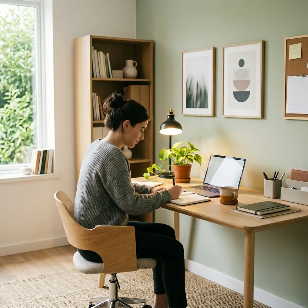 study room interior design setup for better focus with clean decor