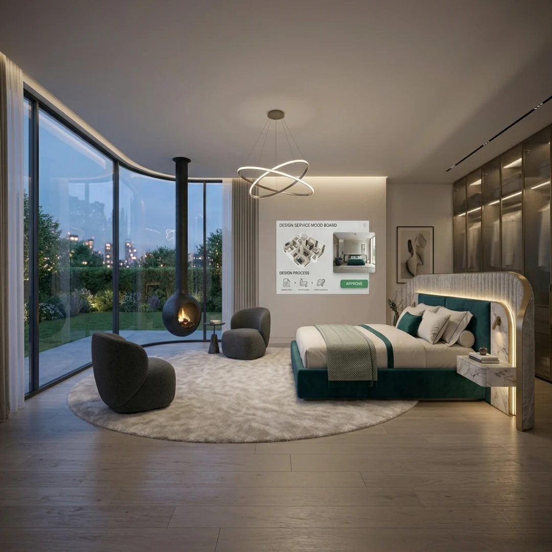 Bedroom interior design services by Yellow Wall Decor for modern stylish bedroom interiors