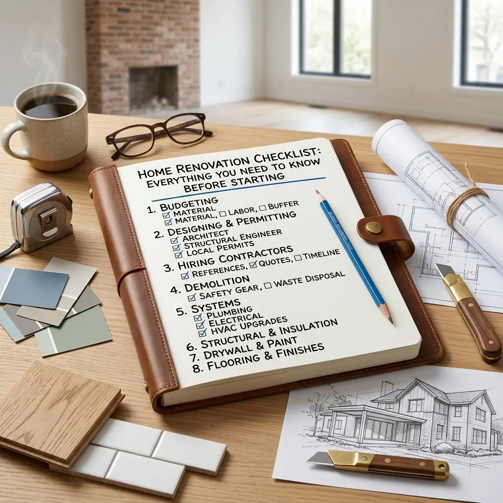Home renovation checklist by Yello-W-AllDecor for planning a successful home renovation project