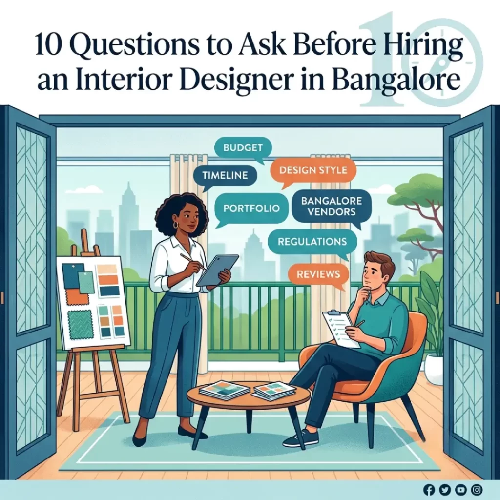 Professional Interior Designers in Bangalore by Yello-w-alldecor designing a modern home interior