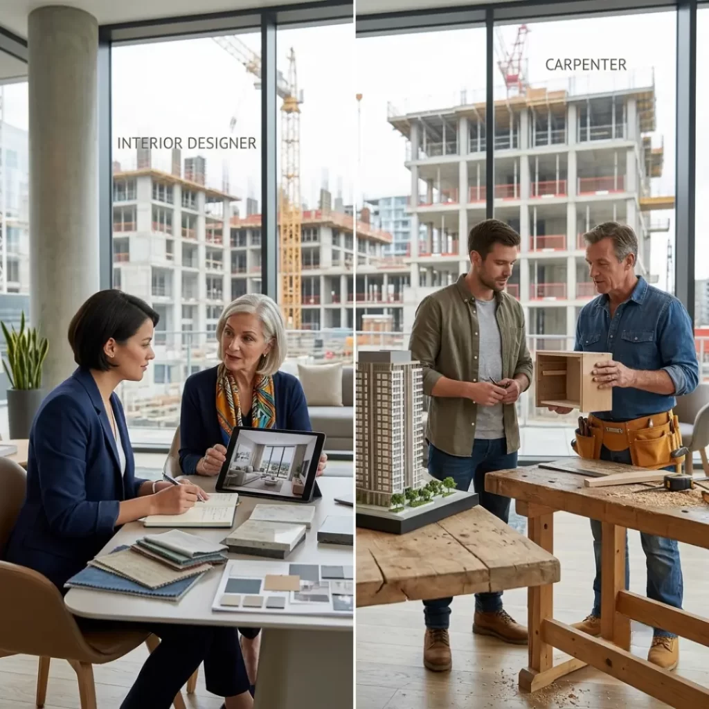 Interior Designer vs Carpenter comparison for new home interiors by Yello-w-alldecor