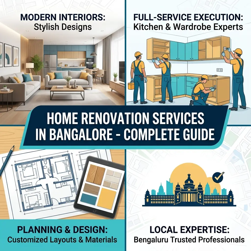 Modern home renovation services in Bangalore by Yello-W-all Decor with stylish interior design and remodeling solutions