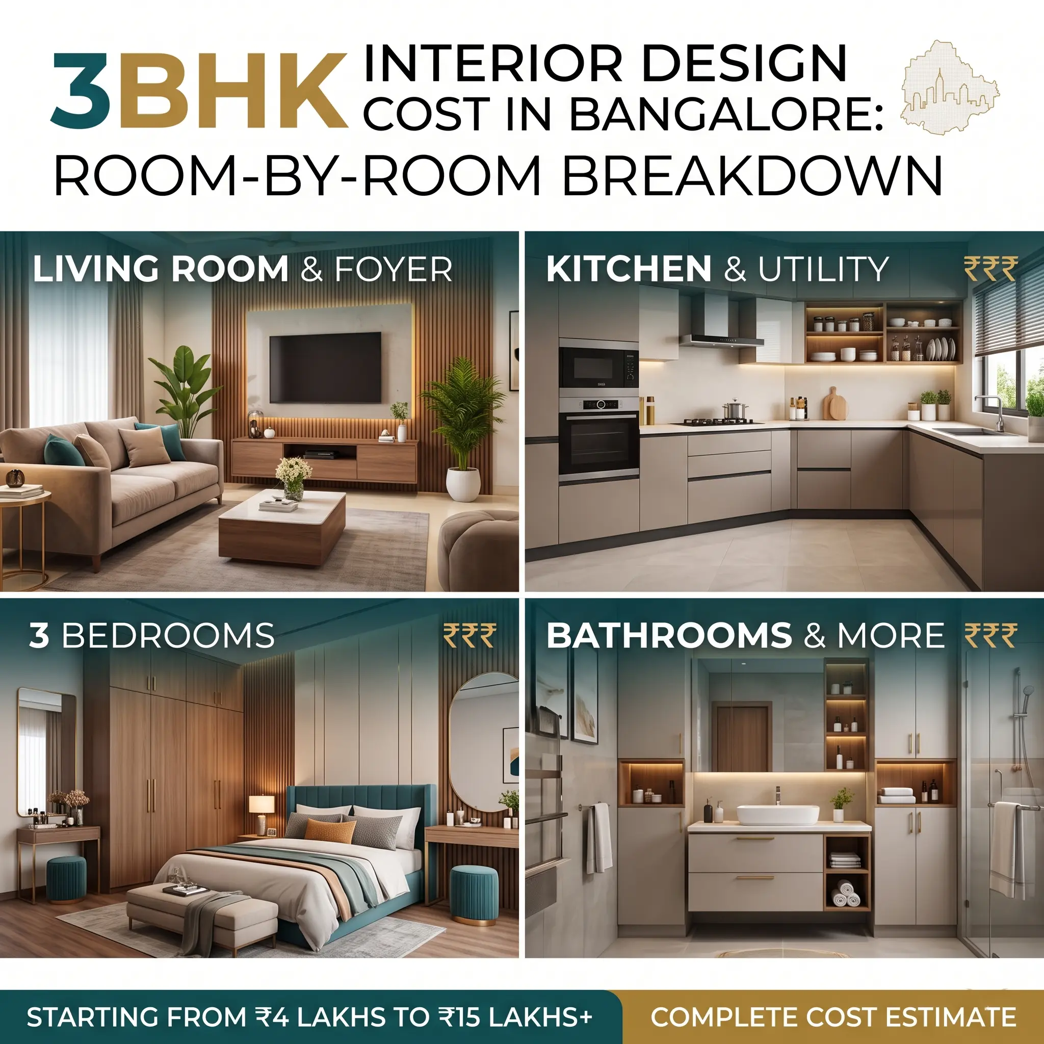 3BHK interior design cost in Bangalore by Yellowalldecor