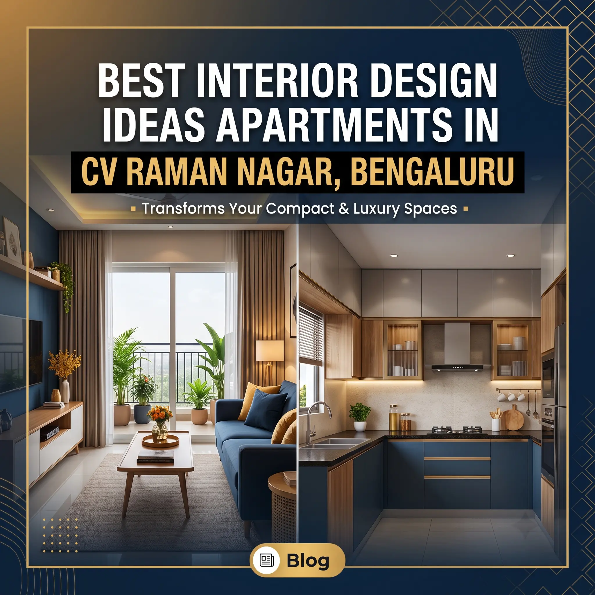 Modern apartment interior design in CV Raman Nagar by Yellowalldecor